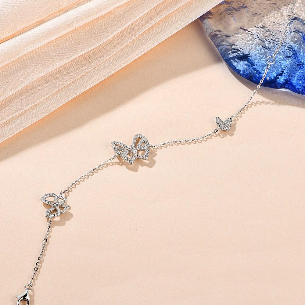 Stunning Moissanite Butterfly Bracelet in 925 Sterling Silver